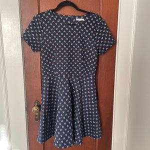 Copper Key Dress Size M Blue Geometric Print